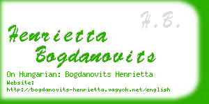 henrietta bogdanovits business card